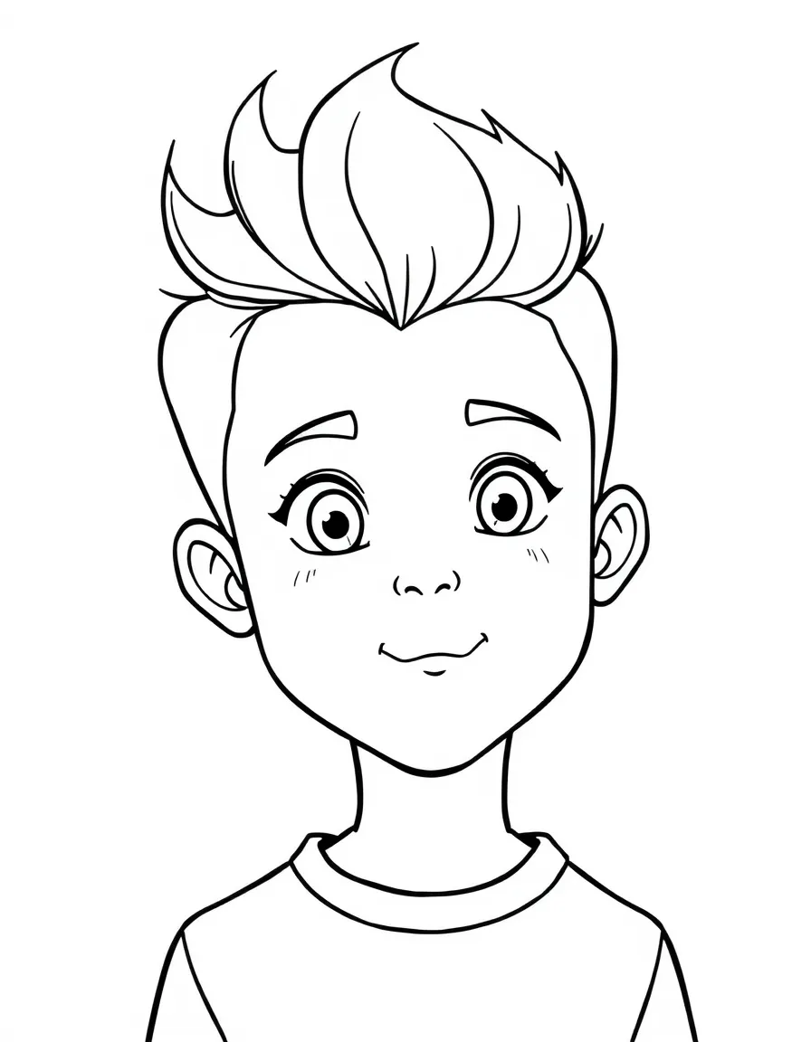 A boy with a simple pompadour, short and neat.