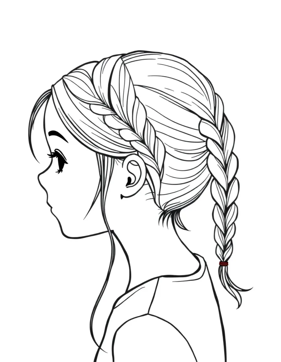 A girl with hair in a simple braided side twist.