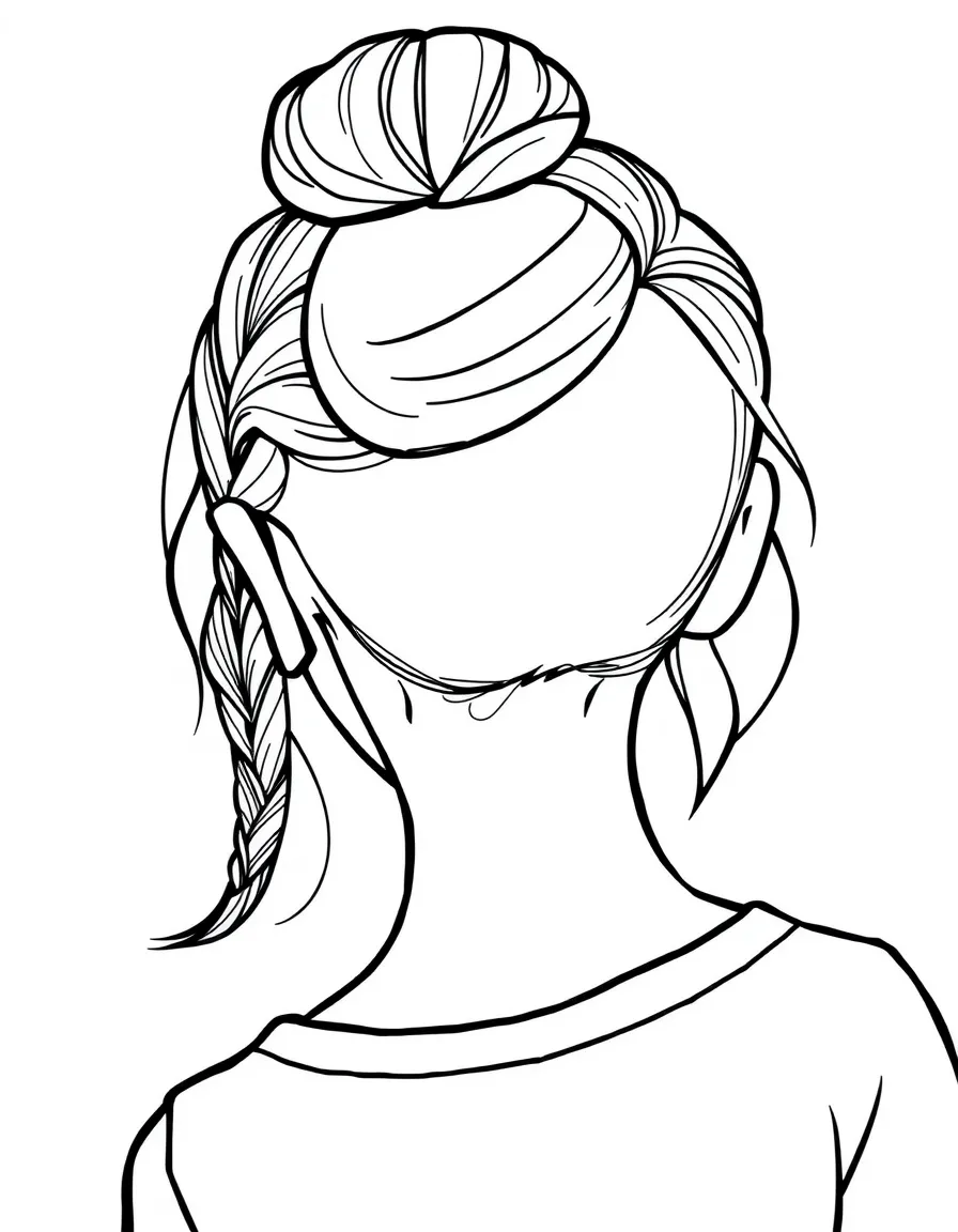 A girl with hair in a simple braided twisted bun.