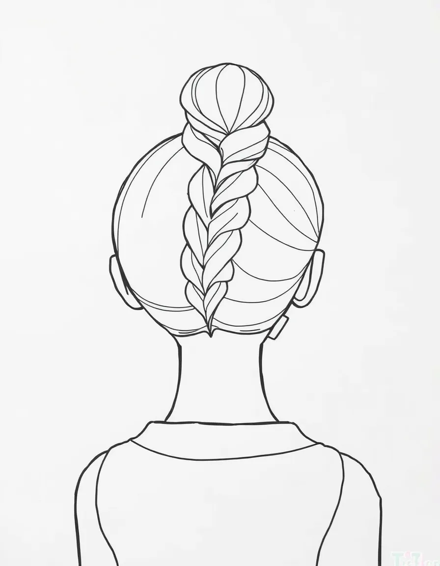 A girl with hair in a simple braided knot bun.