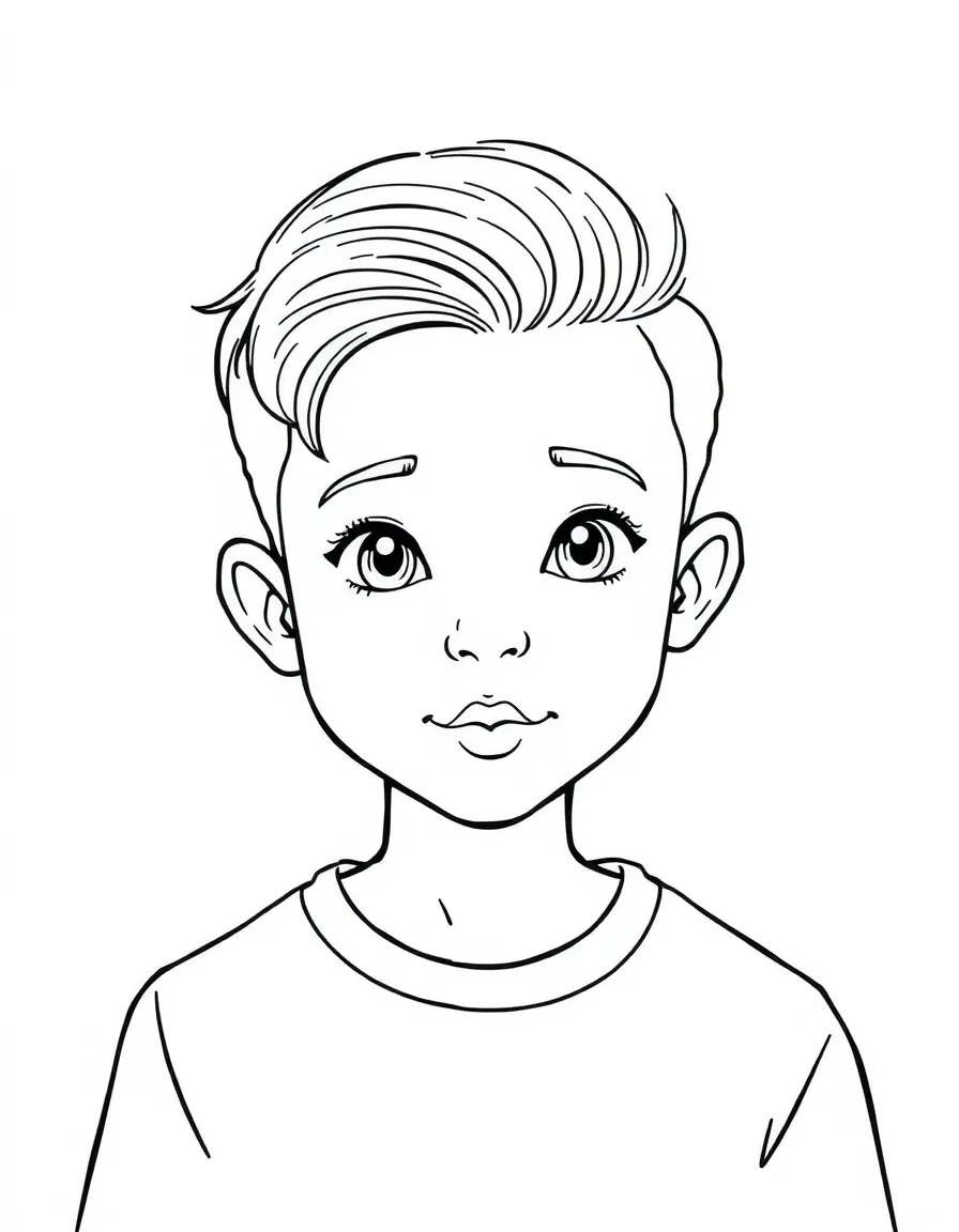A boy with a simple side part, neatly combed.
