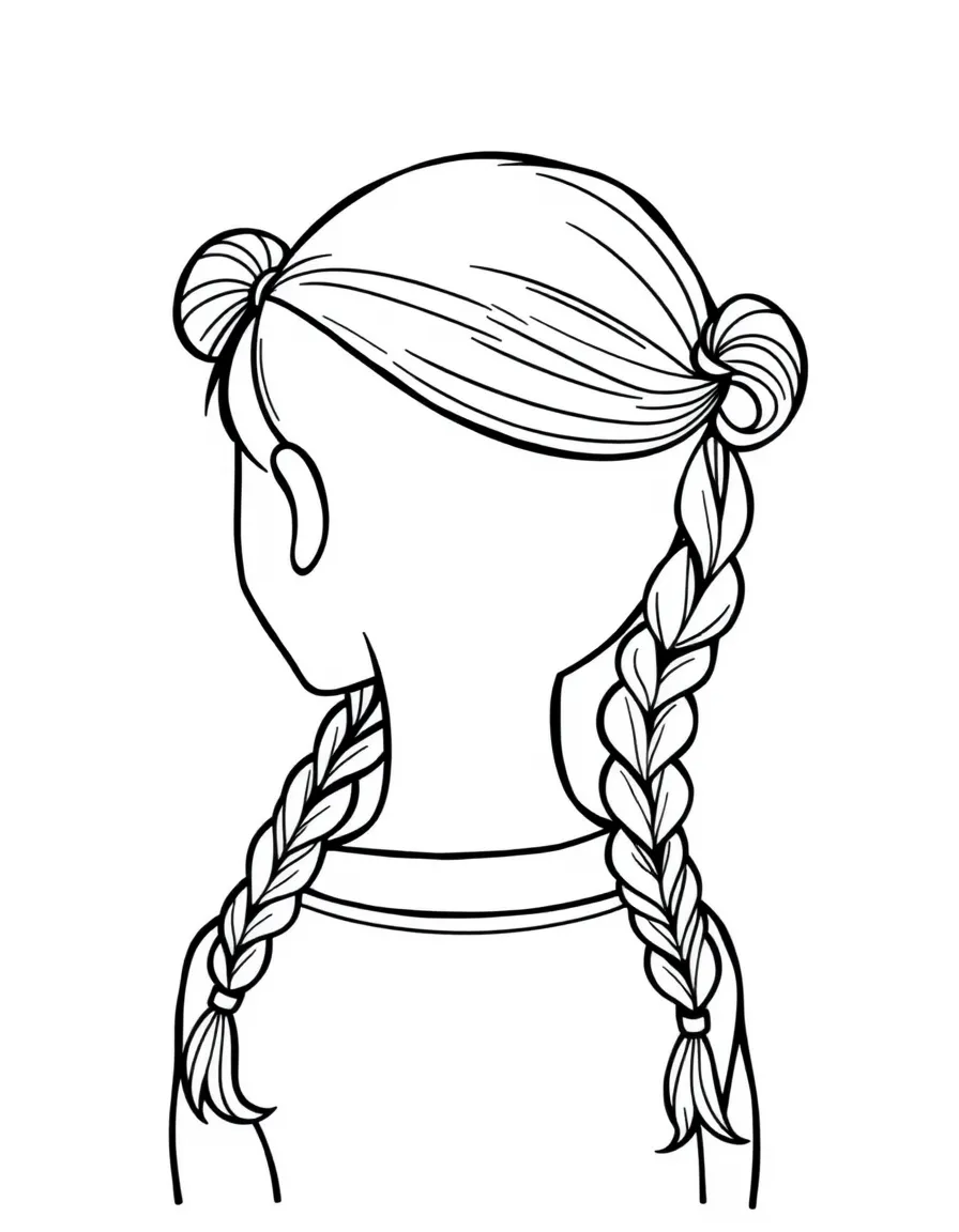 A girl with hair in a simple braided double ponytail.