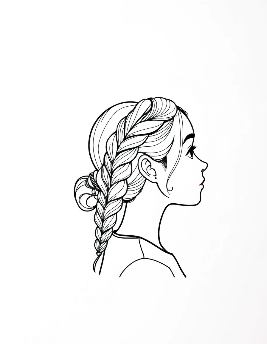 A girl with hair in a simple braided side bun.