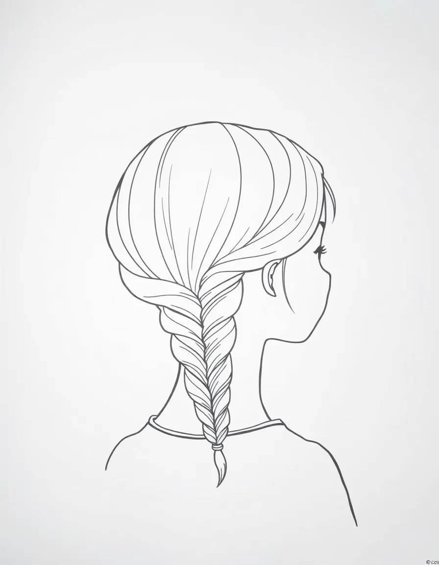 A girl with hair in a simple braided low bun.