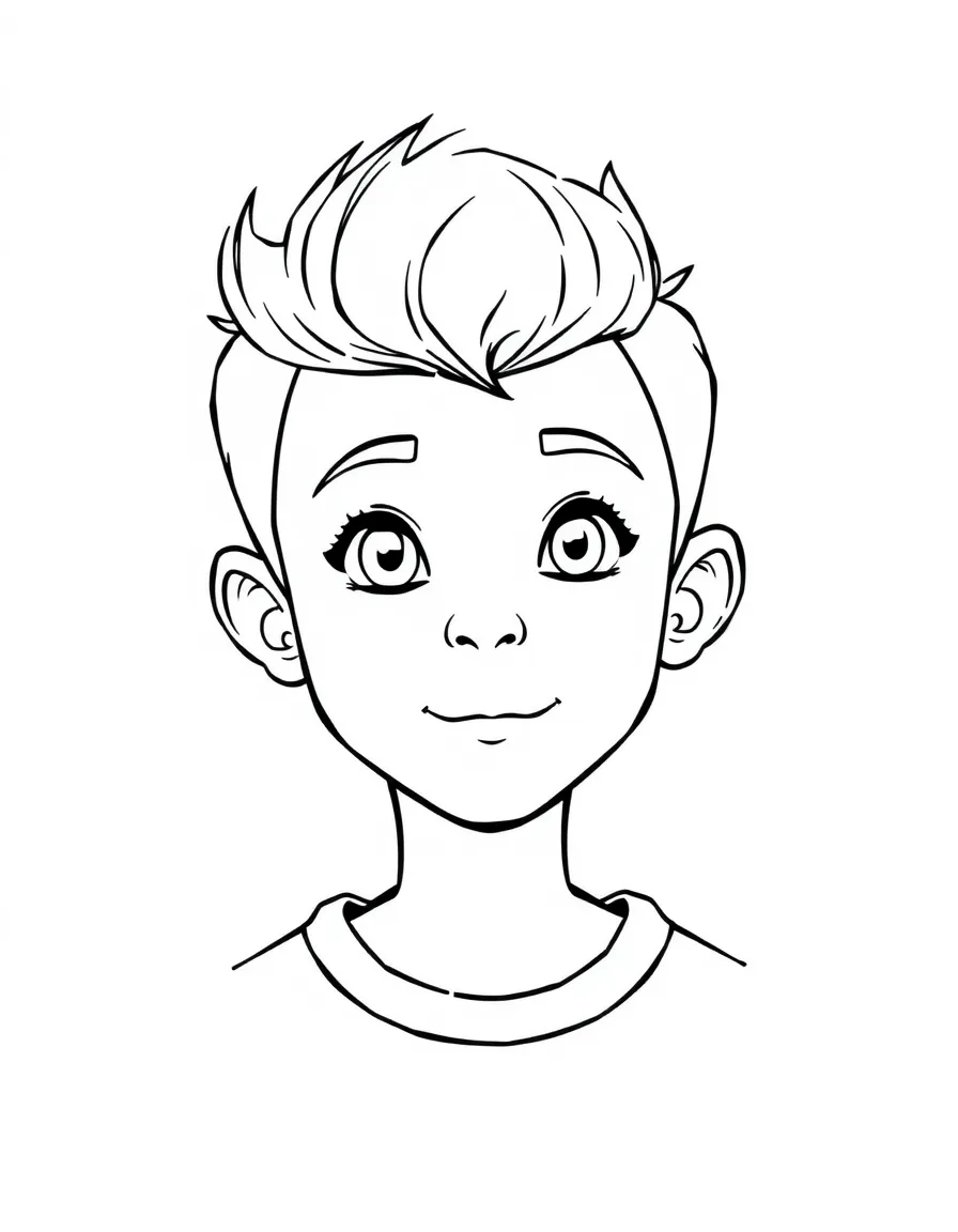 A boy with a short, neat pompadour.
