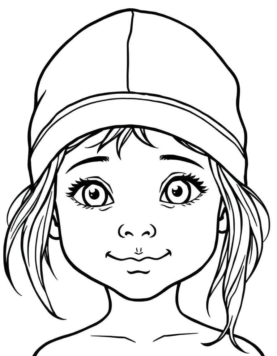 A child with hair in a simple light gray swimming cap.