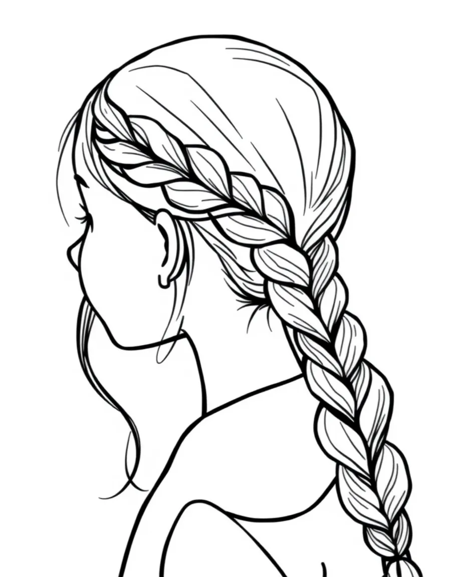 A girl with hair in a simple braided ponytail.
