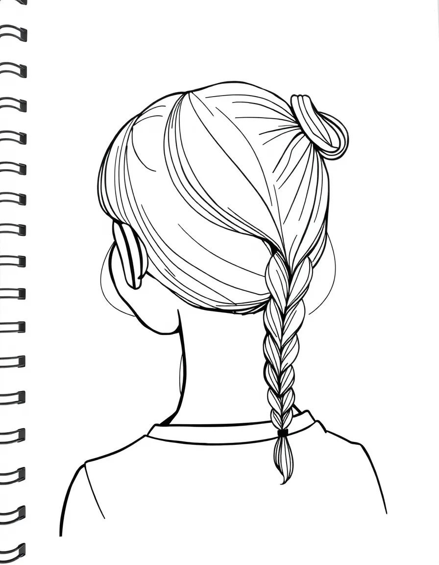 A girl with hair in a simple braided double pigtails.