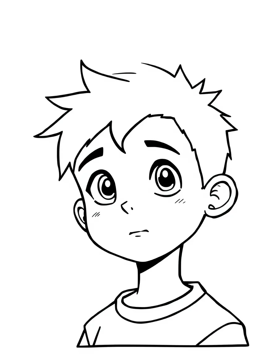 A boy with short hair that is slightly spiky.