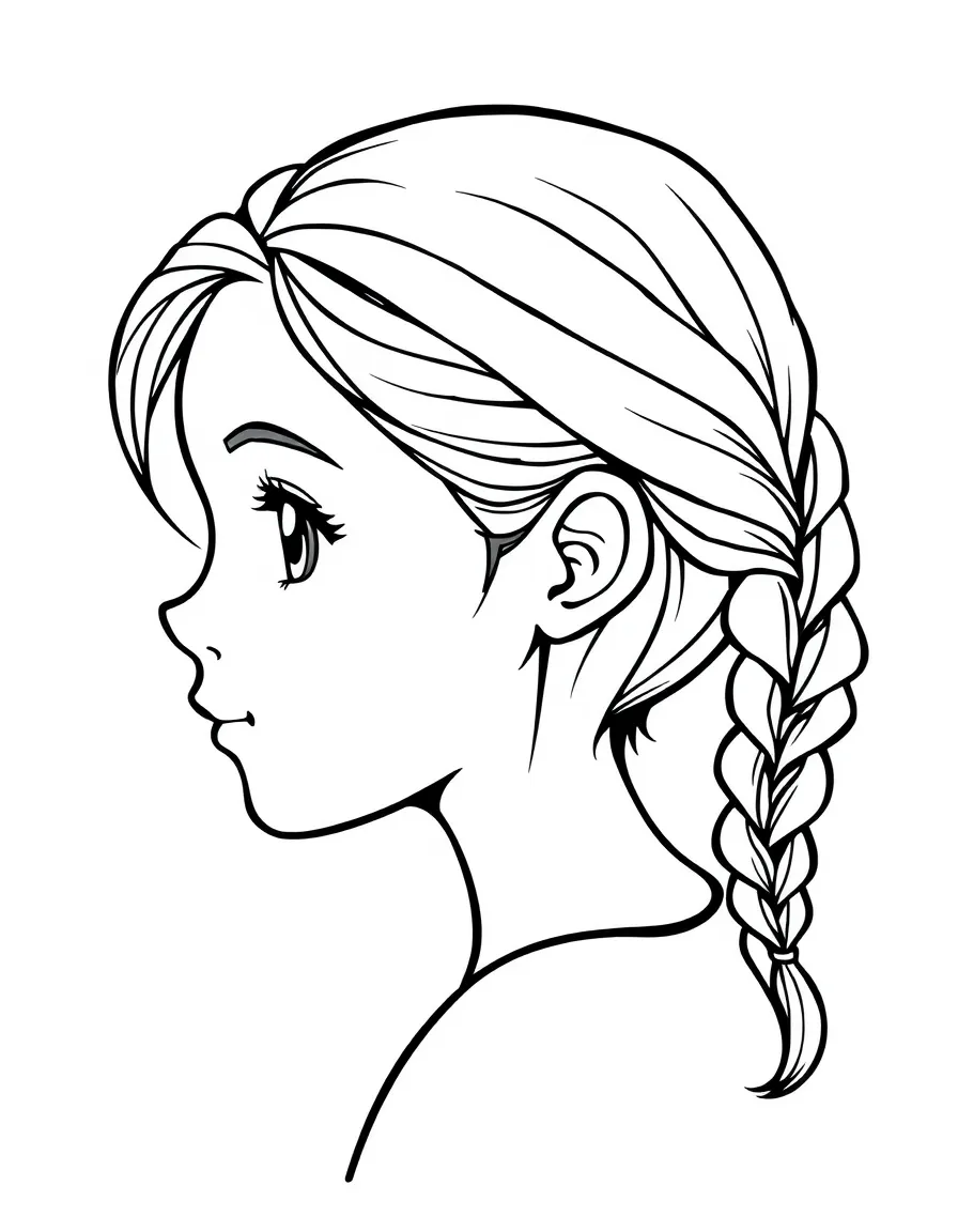 A girl with hair in a simple braided side sweep.
