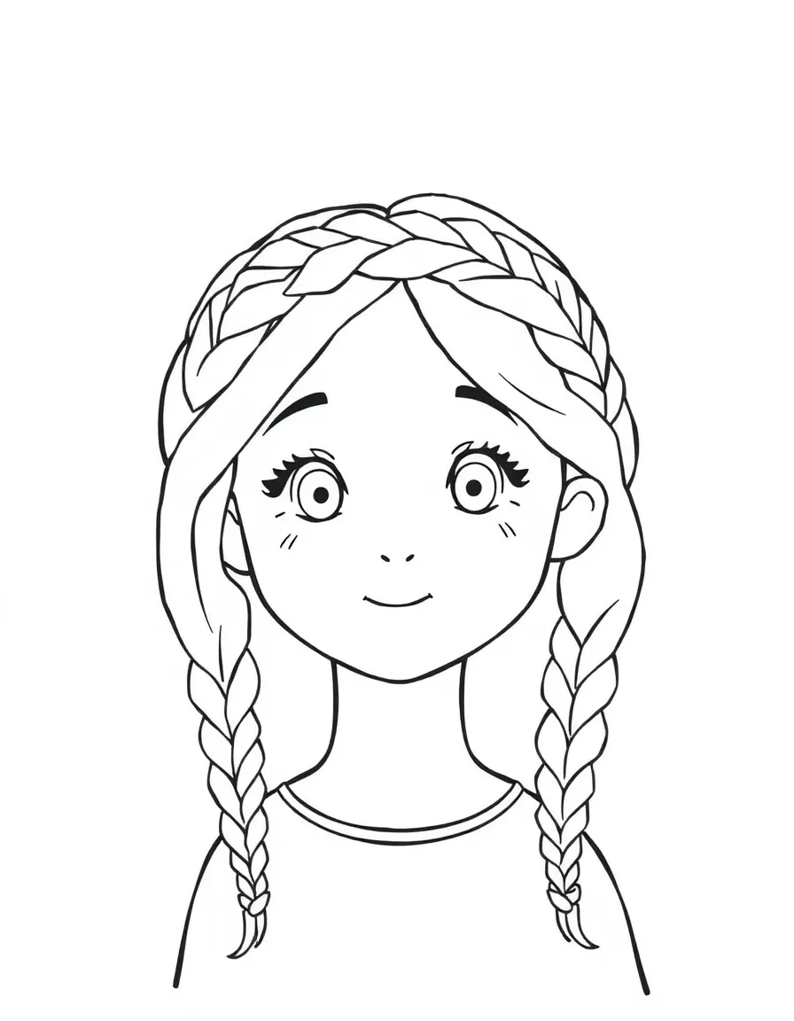 A girl with hair in a simple braided crown.