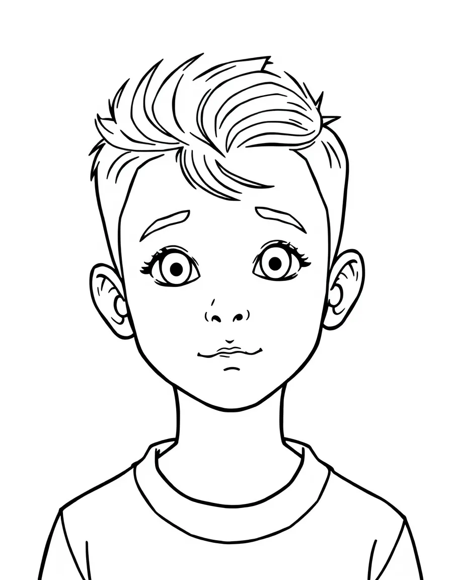 A boy with a short crew cut, neat and tidy.