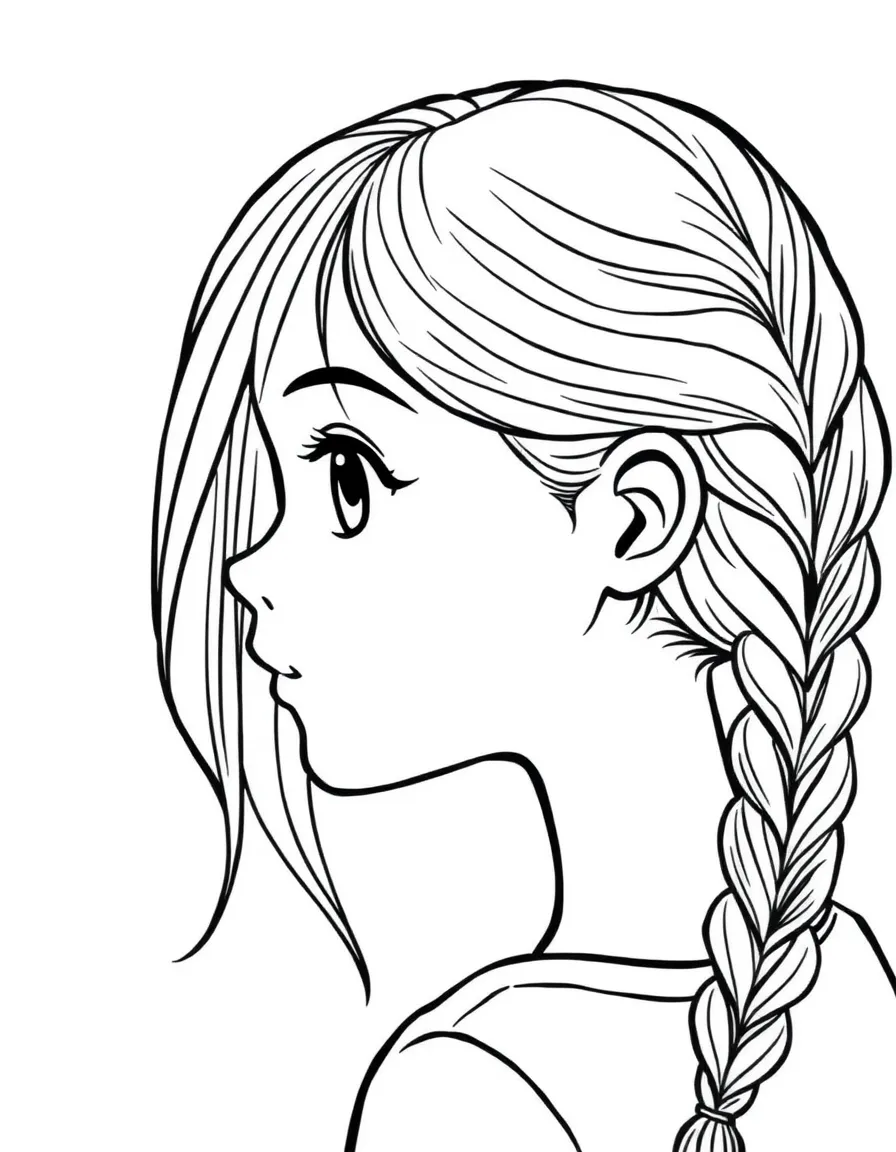 A girl with hair in a simple braided fishtail.