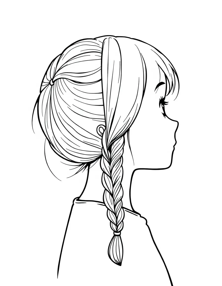 A girl with hair in a simple braided rope.