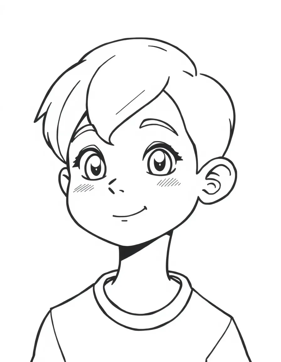 A boy with a simple side swept fringe.