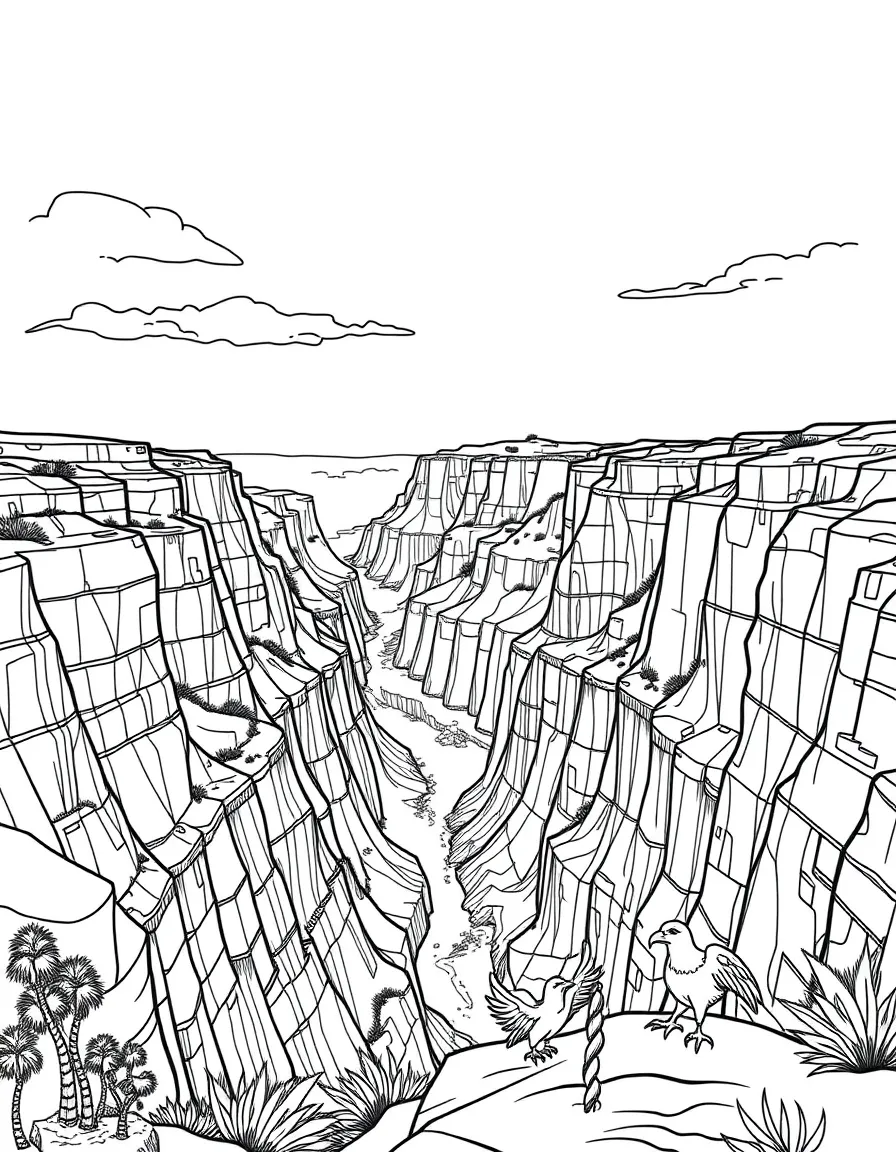 The Grand Canyon with little playful eagles.