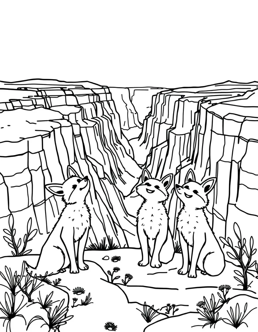 The Grand Canyon with happy little coyotes singing songs.