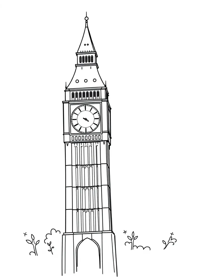 Big Ben with happy little clocks ticking happily.