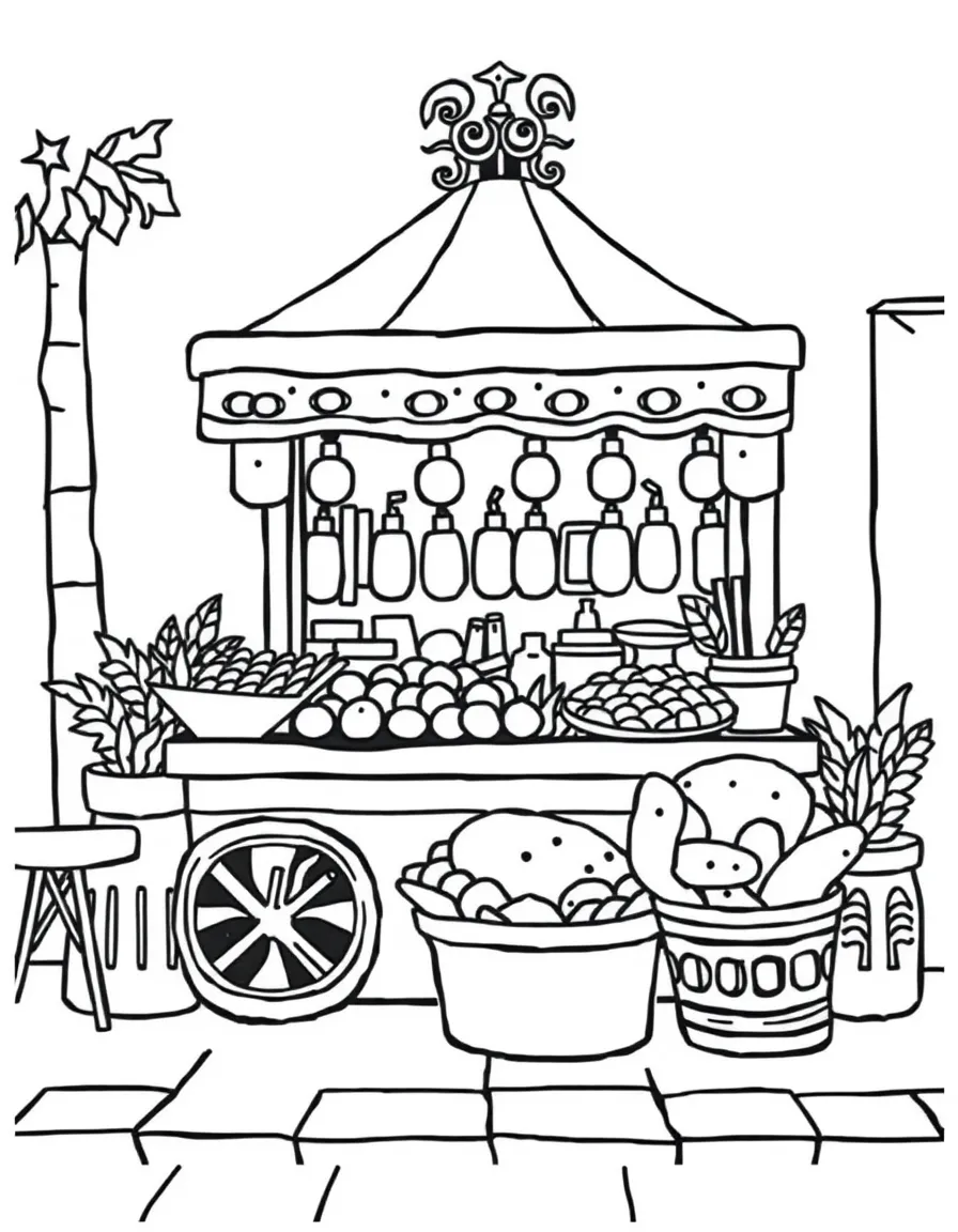 A delicious Egyptian street food stall with falafel and pita bread.