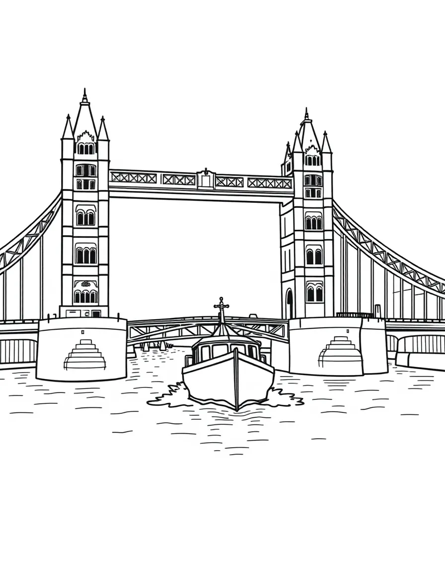 The Tower Bridge in London opening up for a boat to pass through.