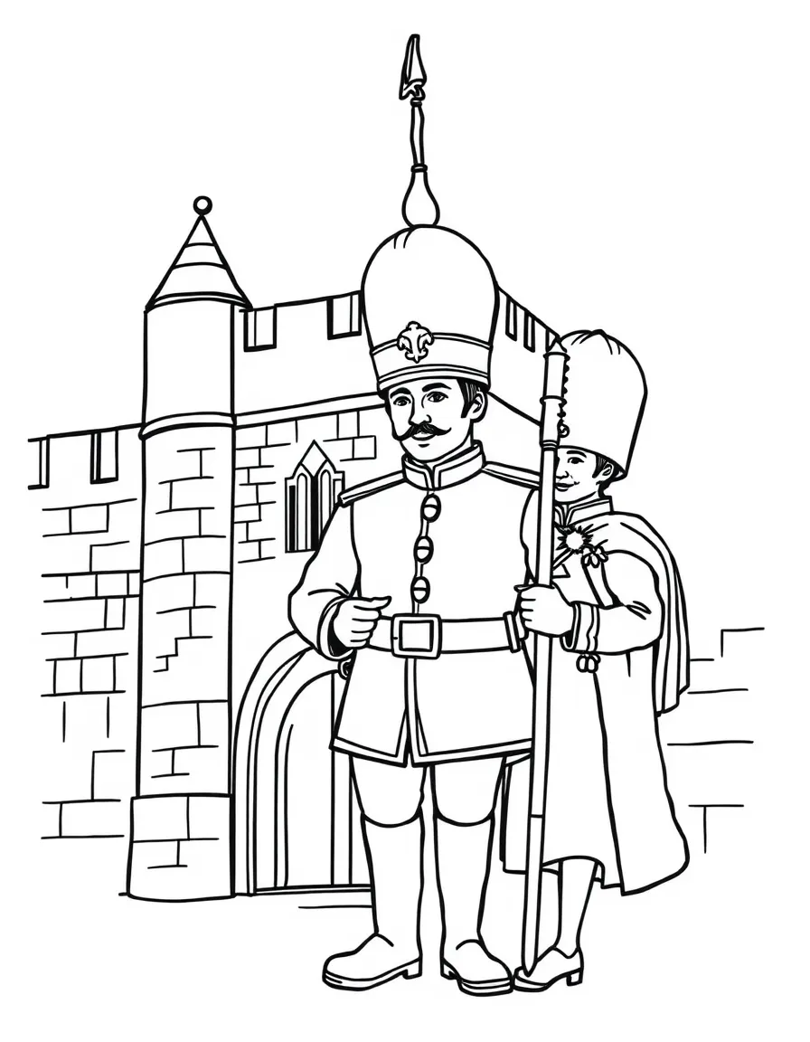 A Beefeater guard at the Tower of London with his impressive uniform.