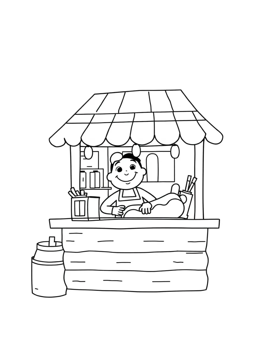 A delicious New York-style hot dog stand with a friendly vendor.
