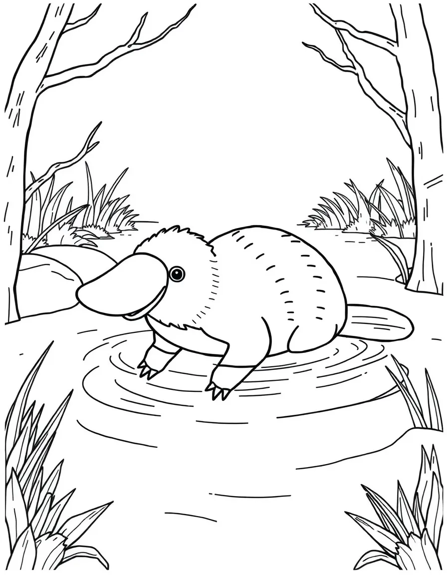 A friendly platypus swimming in an Australian river.