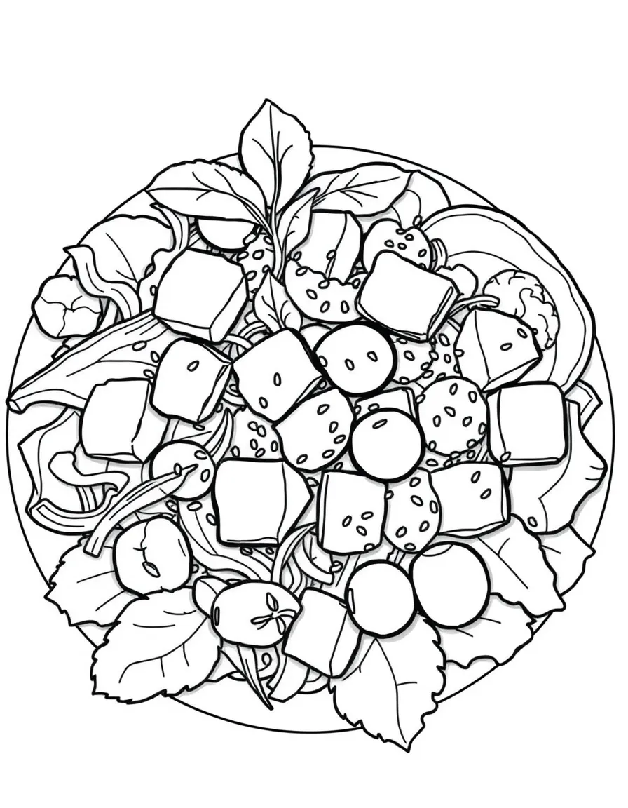 A delicious Greek salad with feta cheese and olives.