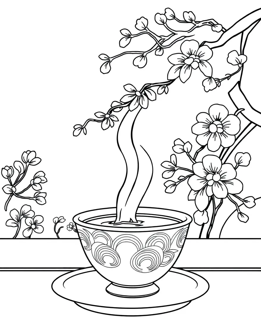A traditional Japanese tea ceremony with elegant teacups.