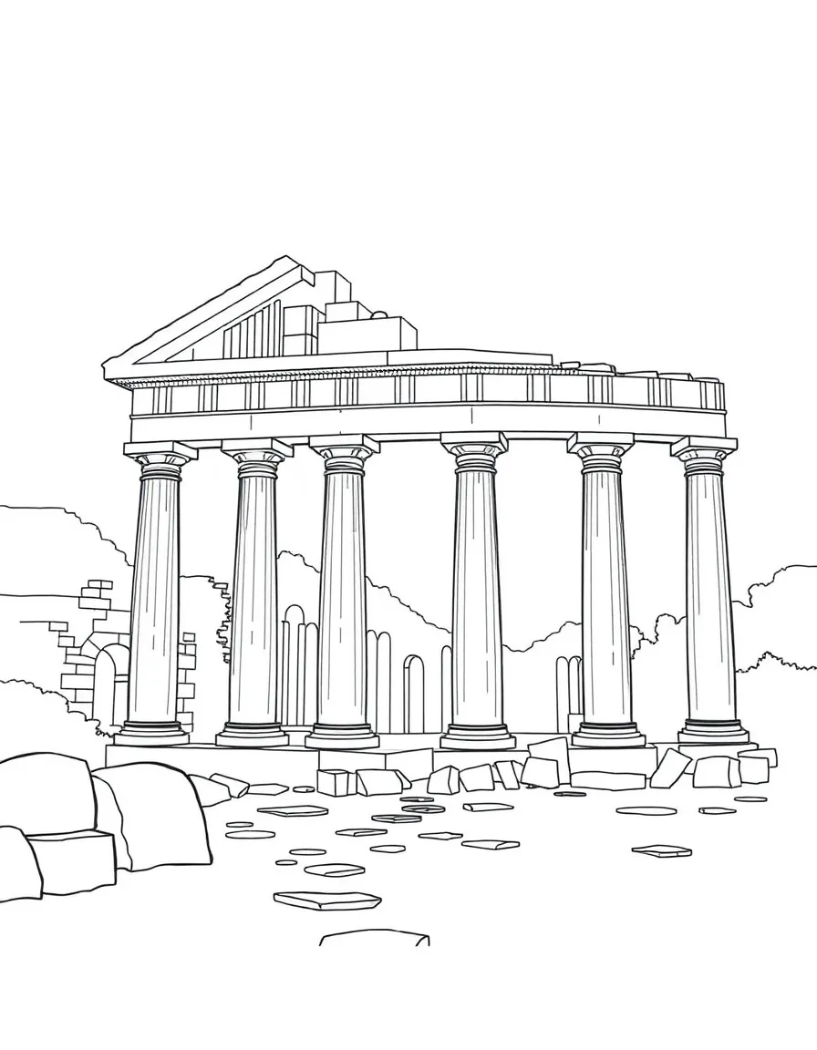 Ancient Roman ruins in Italy with columns and arches.