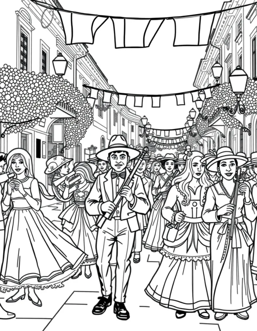 A festive Italian parade with colorful costumes and lively music.