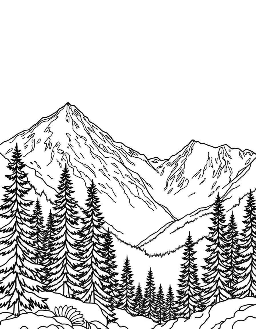 The Canadian Rockies with snow-capped mountains and evergreen trees.