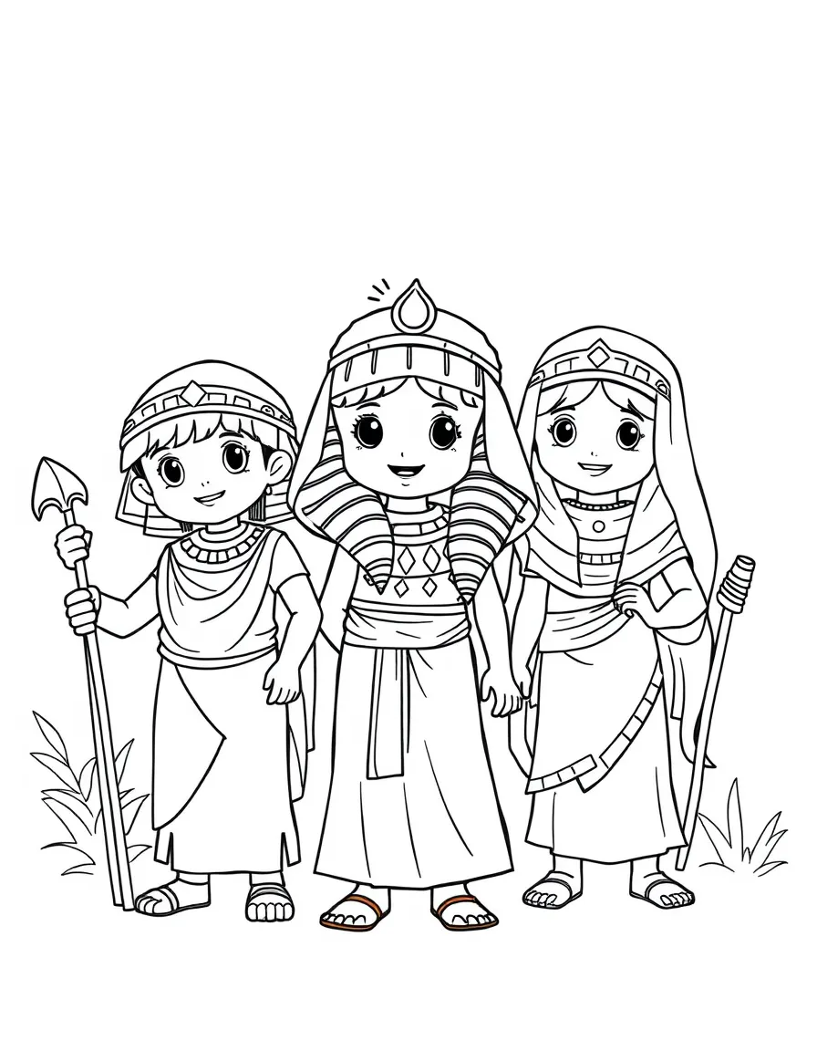 Kids dressed as Cleopatra and pharaohs in Egypt, playing make-believe.