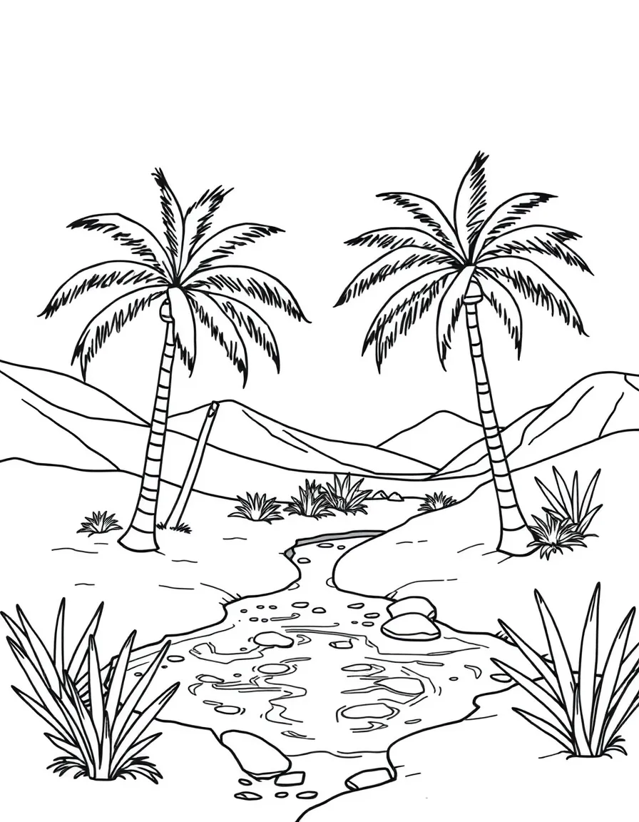 A beautiful oasis in the Egyptian desert with palm trees and a refreshing spring.