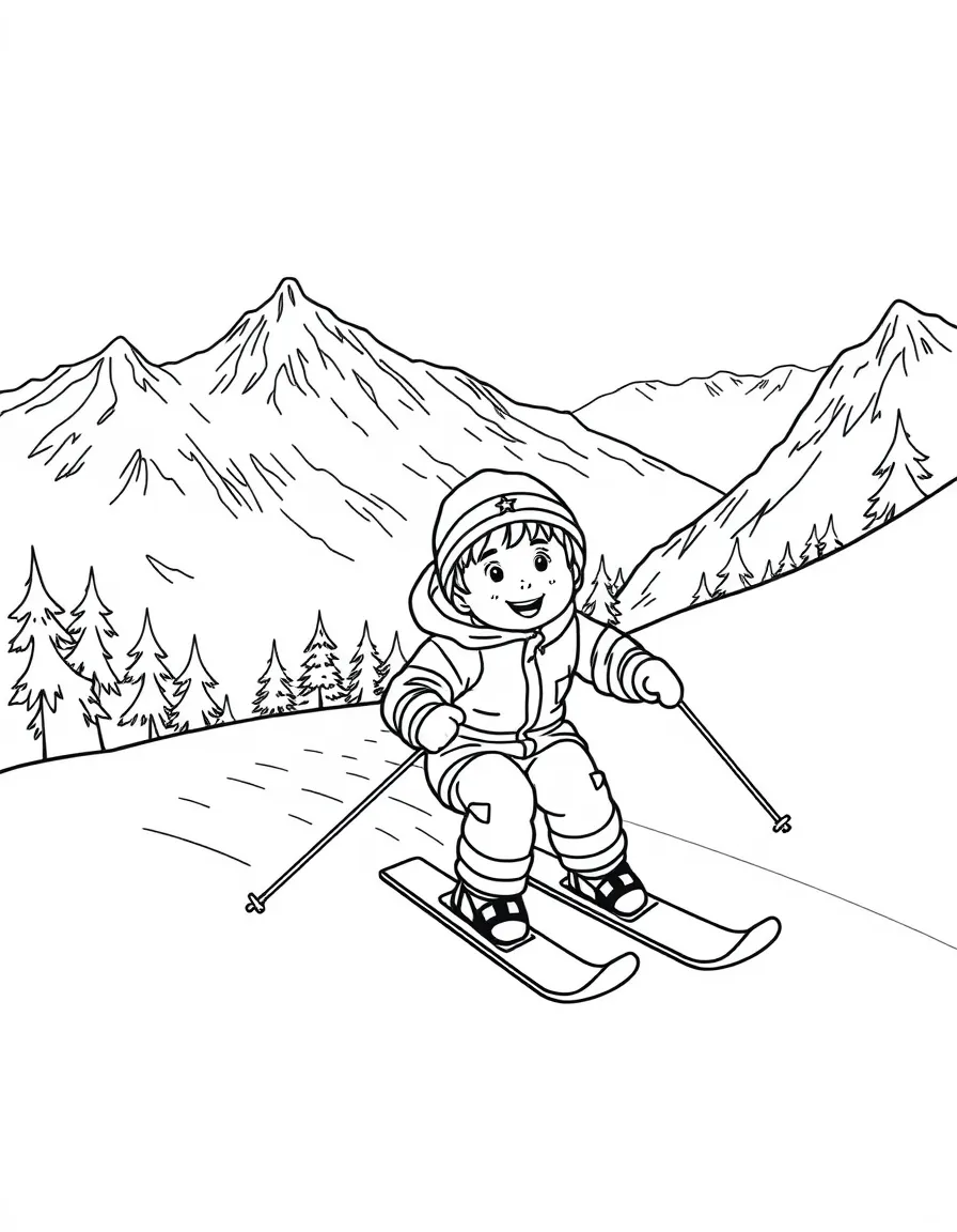Kids skiing down a snowy mountain in Norway with a big smile.