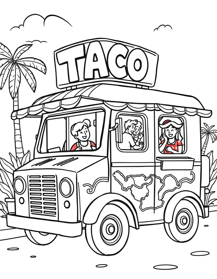 A delicious taco truck in Mexico with happy eaters.