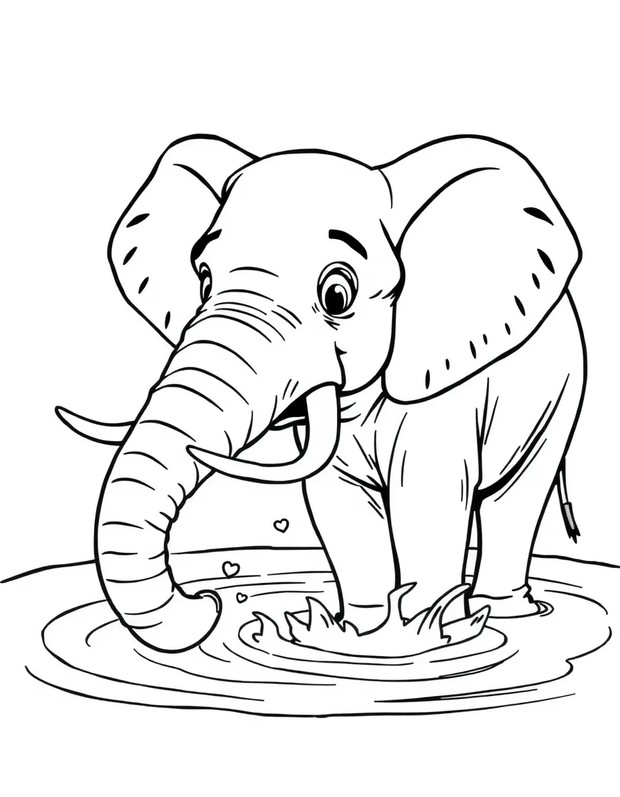 A friendly elephant splashing in a watering hole in South Africa.