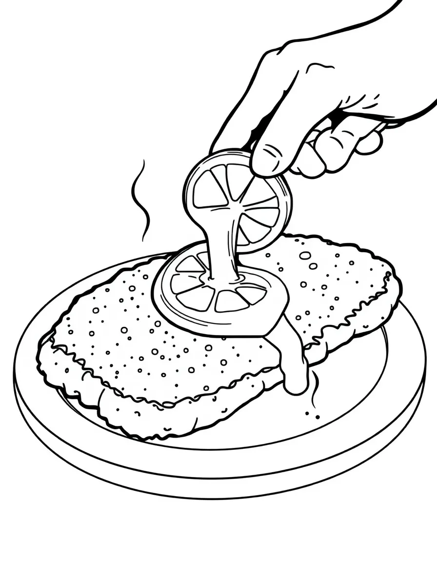 A delicious German schnitzel being served with lemon.