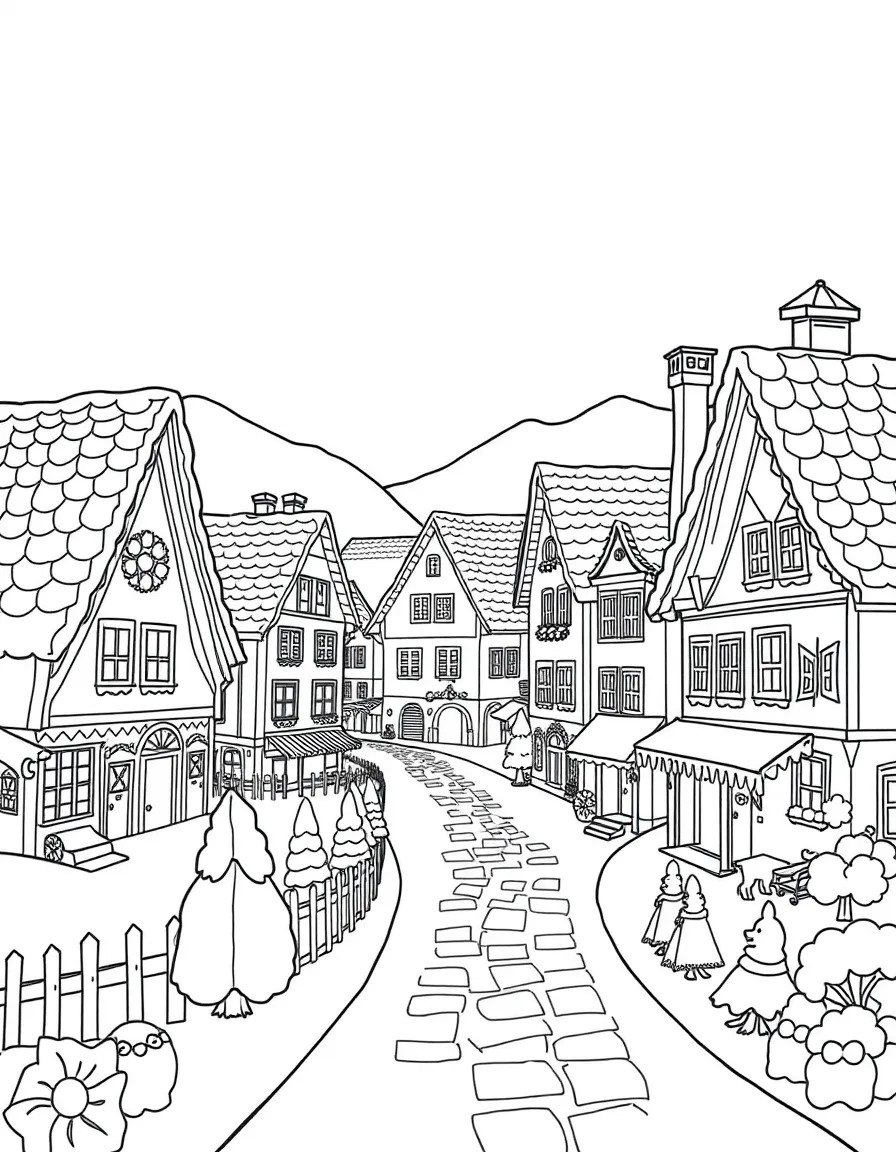 A traditional German village with gingerbread-like houses.