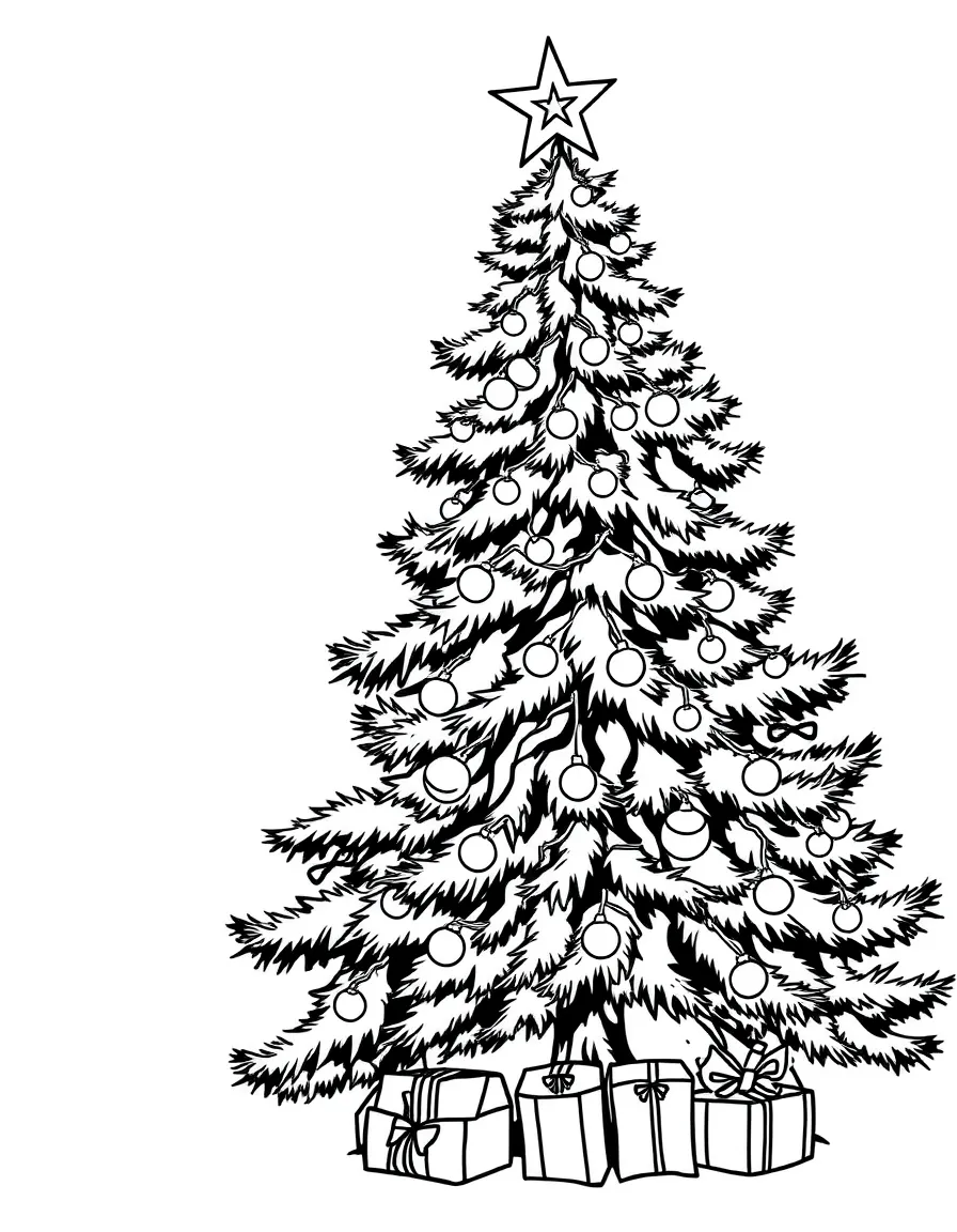 A festive German Christmas tree with twinkling lights.