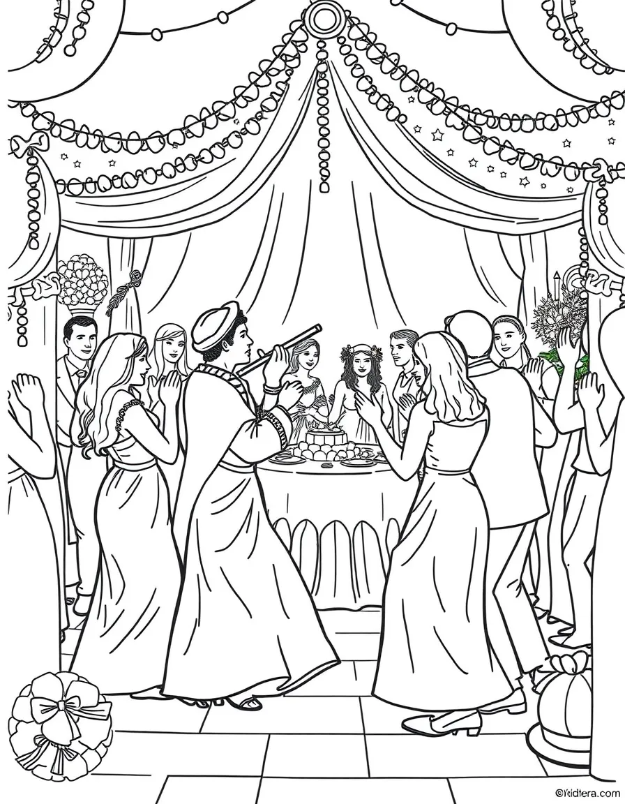 A festive Greek wedding with dancing and feasting.