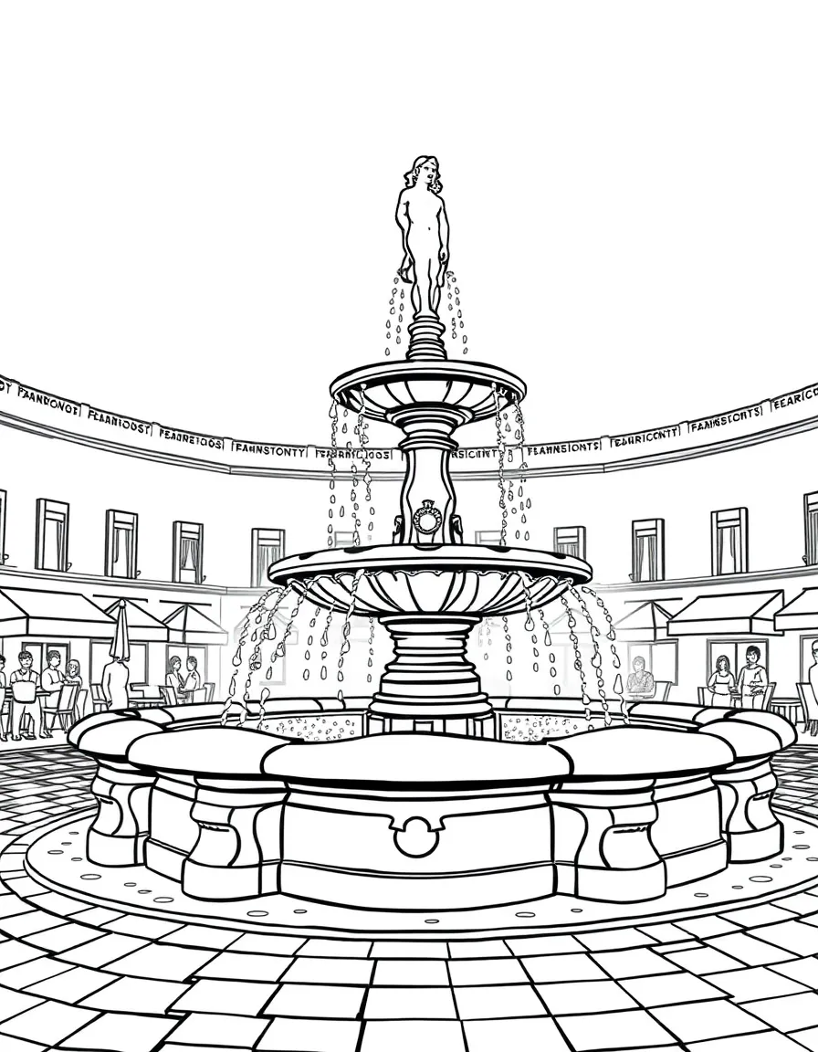 A beautiful fountain in a Roman piazza with sparkling water.