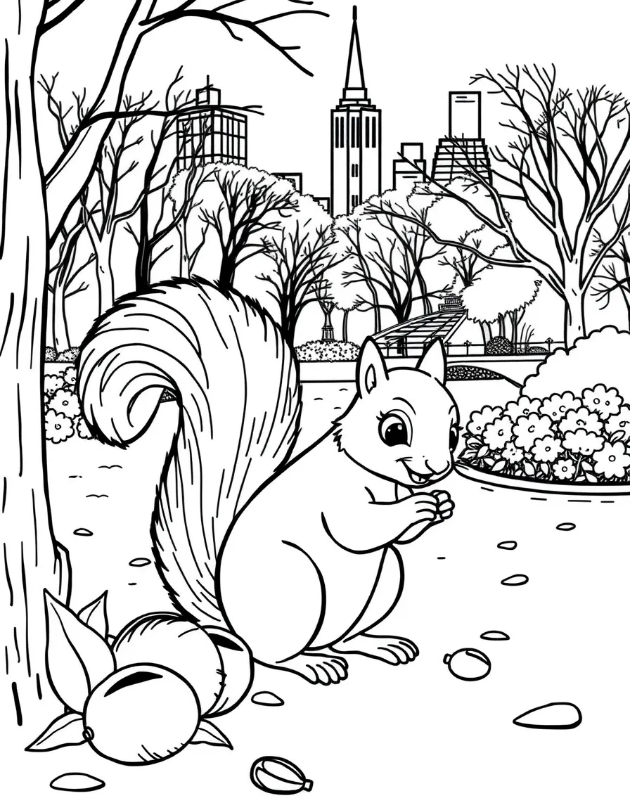 A friendly squirrel in Central Park, New York City, looking for nuts.
