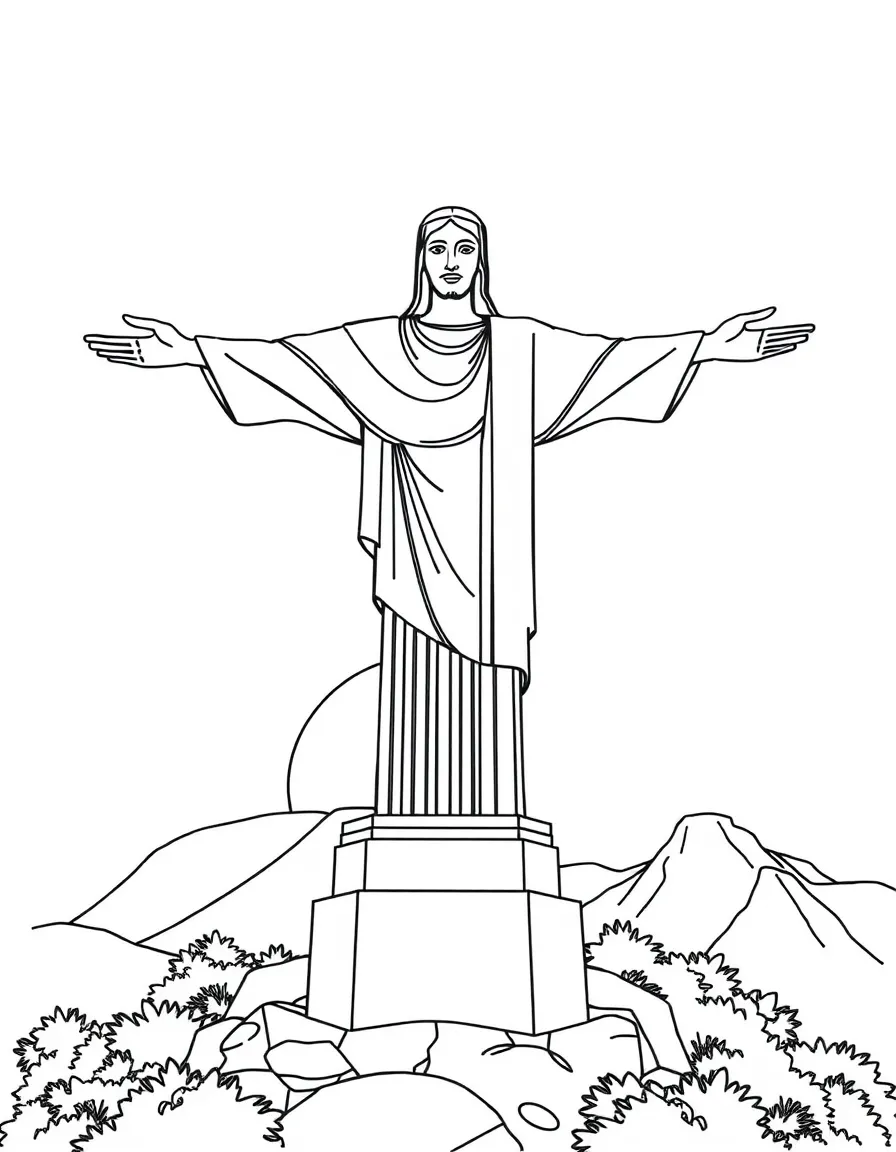 The Christ the Redeemer statue in Rio de Janeiro, Brazil, at sunset.