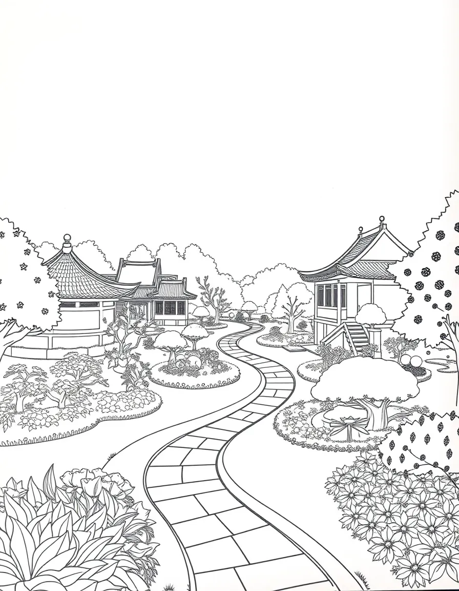 A beautiful garden in Suzhou, China, with winding pathways.