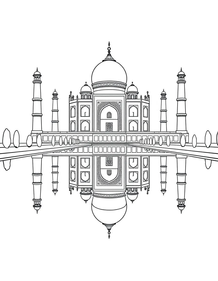 The Taj Mahal in India with a beautiful reflection in the water.