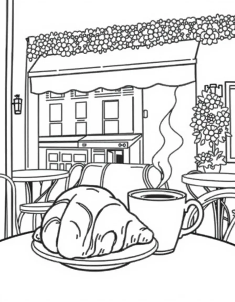 A delicious croissant and coffee being enjoyed in a Parisian cafe.