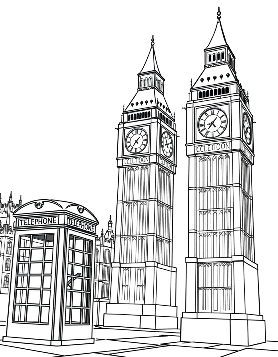 Big Ben in London, England, with a red phone booth nearby.