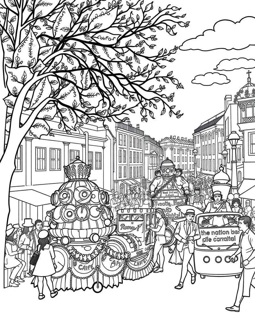 A festive Notting Hill Carnival in London with colorful floats.