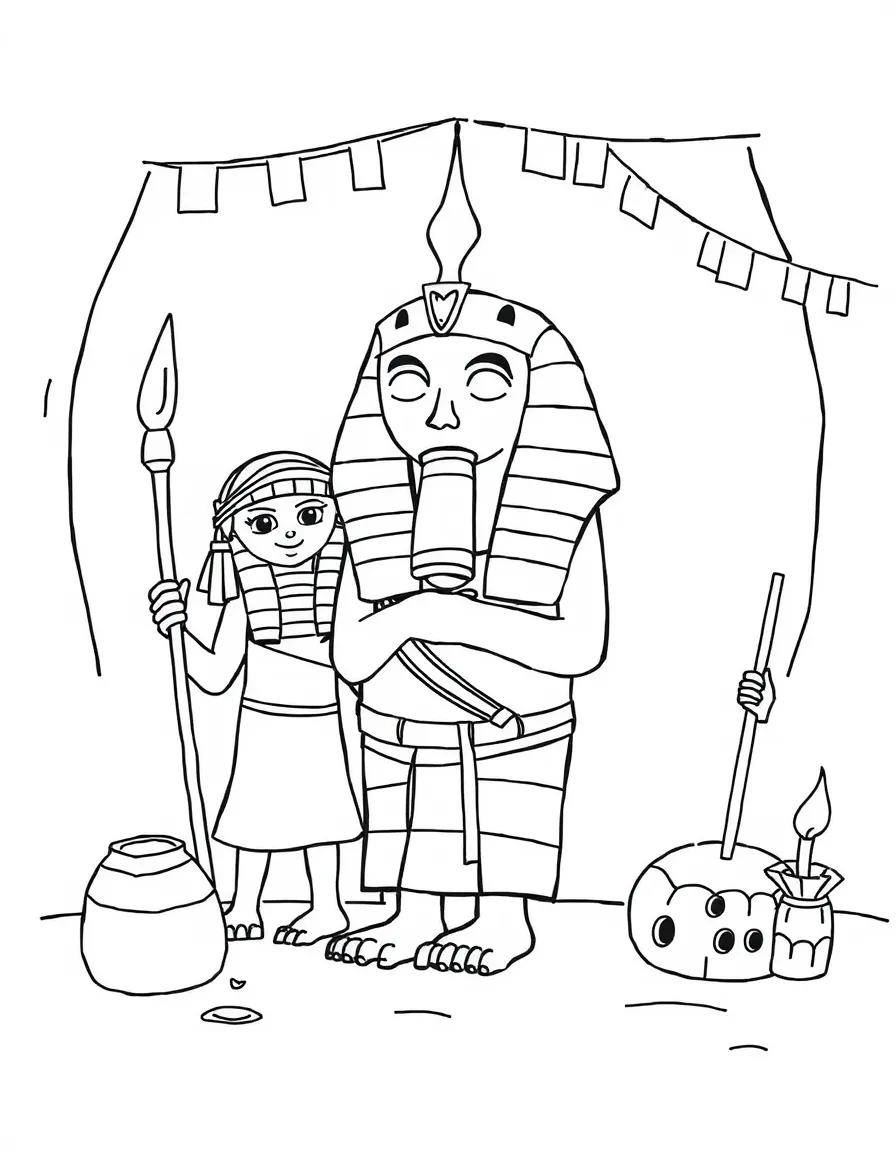 A festive Mummification (friendly, playful) party in ancient Egypt.